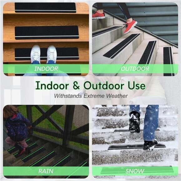 Outdoor Stair Treads Non-Slip 5-Pack, 6" x 24" with Glow-in-The-Dark Stripe - Picture 4 of 7